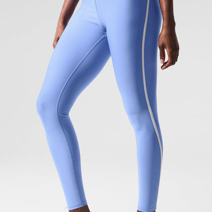 alo Women's Airlift High Waist Charger 7/8 Legging - Crystal Clear Blue/White