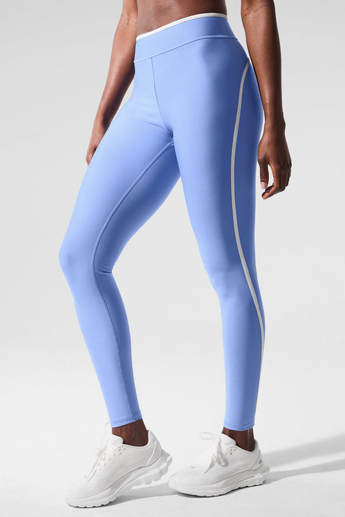 alo Women's Airlift High Waist Charger 7/8 Legging - Crystal Clear Blue/White