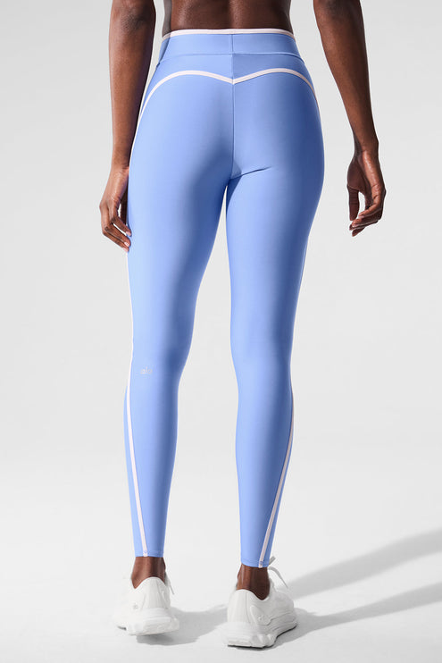 alo Women's Airlift High Waist Charger 7/8 Legging - Crystal Clear Blue/White