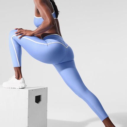 alo Women's Airlift High Waist Charger 7/8 Legging - Crystal Clear Blue/White