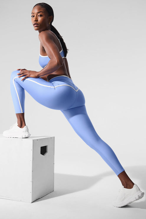 alo Women's Airlift High Waist Charger 7/8 Legging - Crystal Clear Blue/White