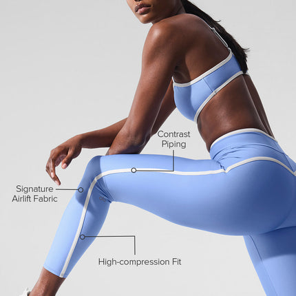 alo Women's Airlift High Waist Charger 7/8 Legging - Crystal Clear Blue/White