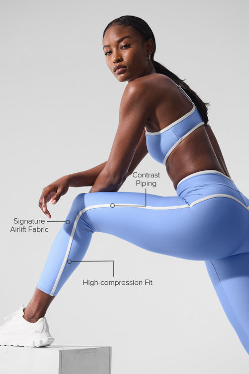 alo Women's Airlift High Waist Charger 7/8 Legging - Crystal Clear Blue/White
