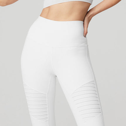 alo Women's High-Waist Moto Legging - White/White Glossy