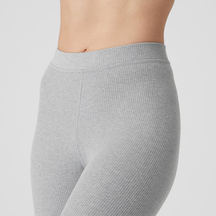 alo Women's Ribbed High-Waist 7/8 Blissful Legging - Athletic Heather Grey