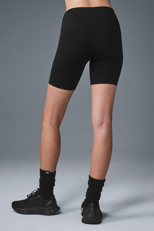 alo Women's 7" High-Waist Biker Short - Black