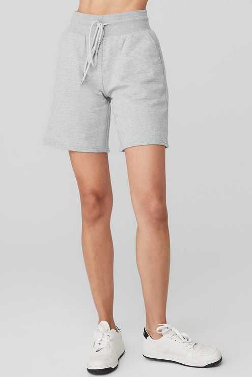 alo Women's High-Waist Easy Sweat Short - Athletic Heather Grey