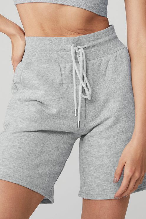 alo Women's High-Waist Easy Sweat Short - Athletic Heather Grey