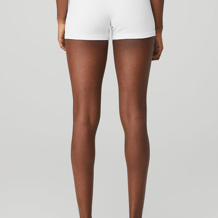 alo Women's Goddess Ribbed High-Waist Hot Short - White