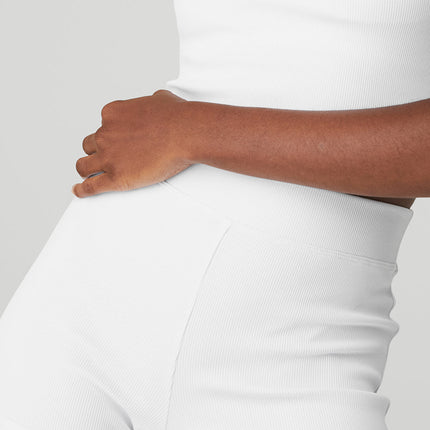 alo Women's Goddess Ribbed High-Waist Hot Short - White