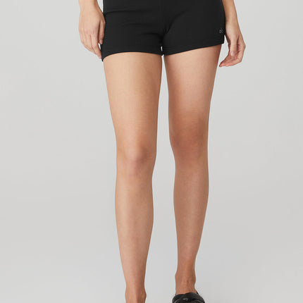 alo Women's Goddess Ribbed High-Waist Hot Short - Black