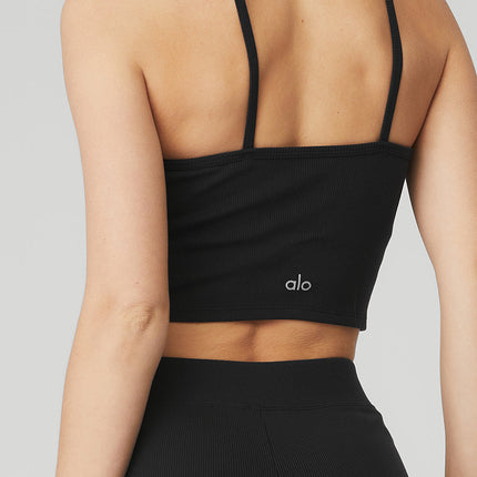 alo Women's Goddess Ribbed High-Waist Hot Short - Black