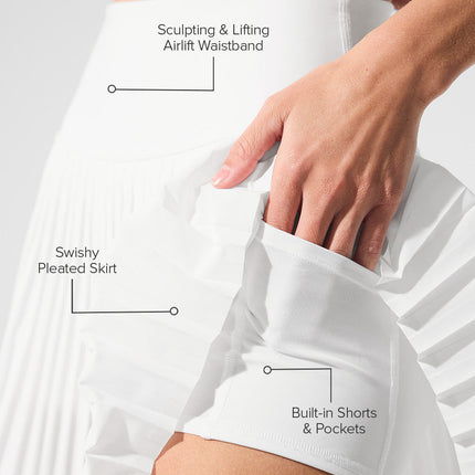 alo Women's Grand Slam Tennis Skirt - White
