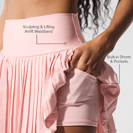 alo Women's Grand Slam Tennis Skirt - Pink Quartz