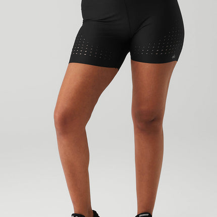 alo Women's 5" Airlift High-Waist Laser Cut Speedy Short - Black