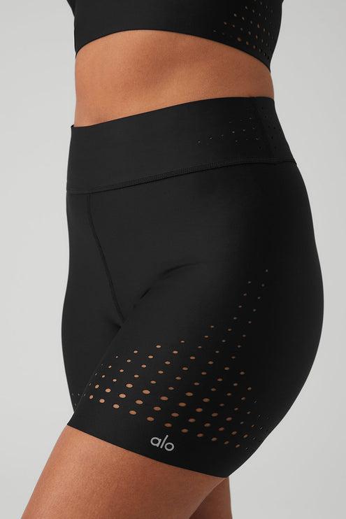 alo Women's 5" Airlift High-Waist Laser Cut Speedy Short - Black