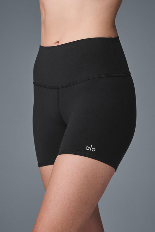 alo Women's 5" Airbrush High-Waist Biker Short - Black