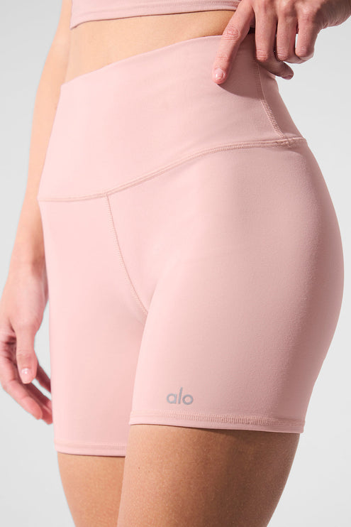 alo Women's 5" Airbrush High-Waist Biker Short - Pink Quartz