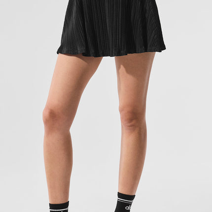 alo Women's Micro Plisse Tennis Skirt - Black