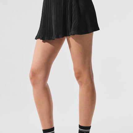 alo Women's Micro Plisse Tennis Skirt - Black