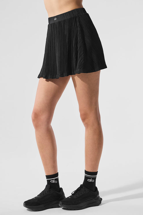alo Women's Micro Plisse Tennis Skirt - Black