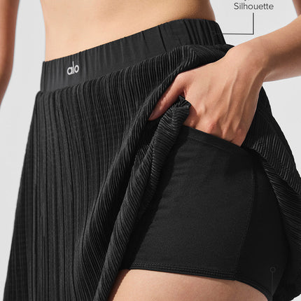 alo Women's Micro Plisse Tennis Skirt - Black