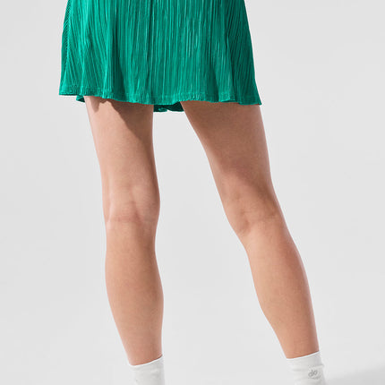 alo Women's Micro Plisse Tennis Skirt - Spruce Green