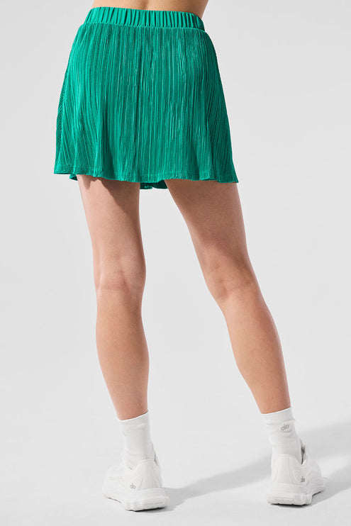 alo Women's Micro Plisse Tennis Skirt - Spruce Green