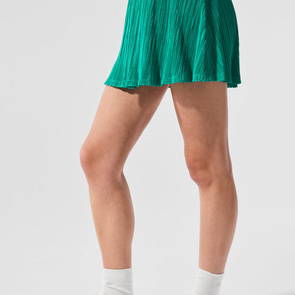 alo Women's Micro Plisse Tennis Skirt - Spruce Green