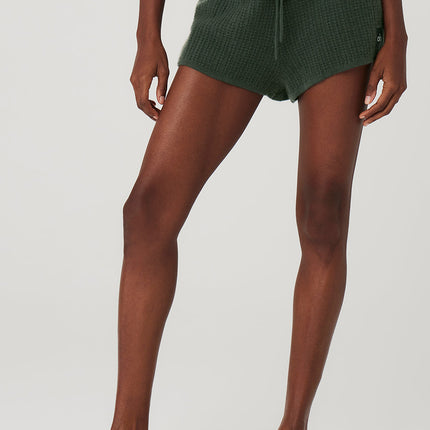 alo Women's Cashmere High-Waist Plush Waffle Short - Dark Cactus