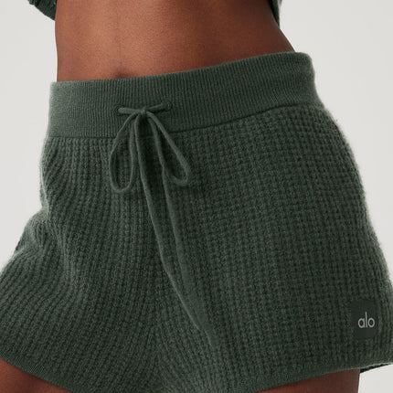 alo Women's Cashmere High-Waist Plush Waffle Short - Dark Cactus