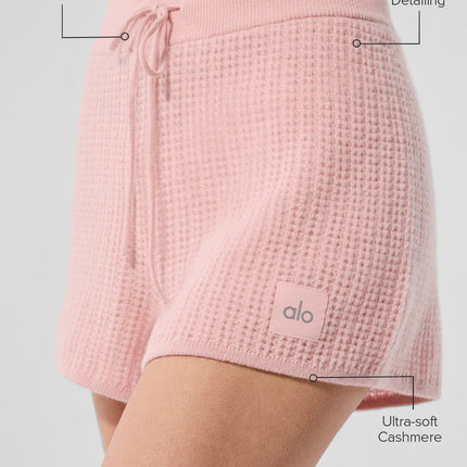 alo Women's Cashmere High-Waist Plush Waffle Short - Pink Quartz
