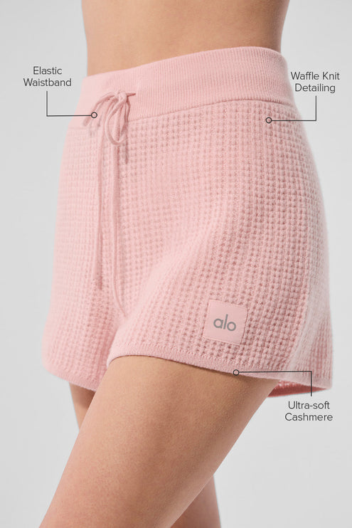 alo Women's Cashmere High-Waist Plush Waffle Short - Pink Quartz