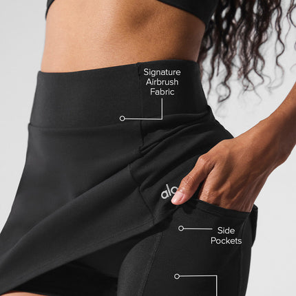 alo Women's Airbrush High-Waist Good Form Tennis Skirt - Black