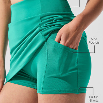 alo Women's Airbrush High-Waist Good Form Tennis Skirt - Spruce Green