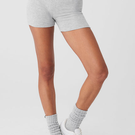 alo Women's Alolux High-Waist Me Time Short - Athletic Heather Grey