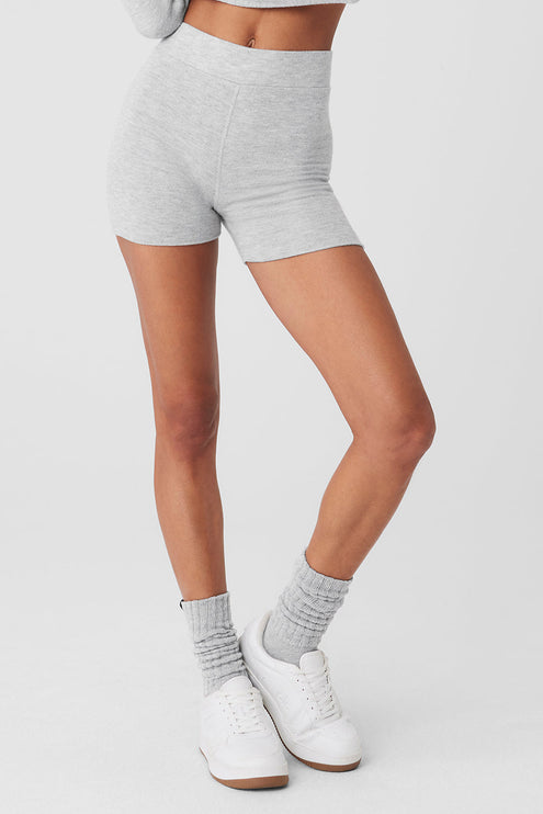 alo Women's Alolux High-Waist Me Time Short - Athletic Heather Grey