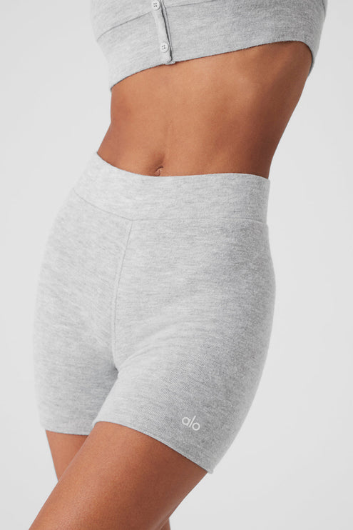 alo Women's Alolux High-Waist Me Time Short - Athletic Heather Grey