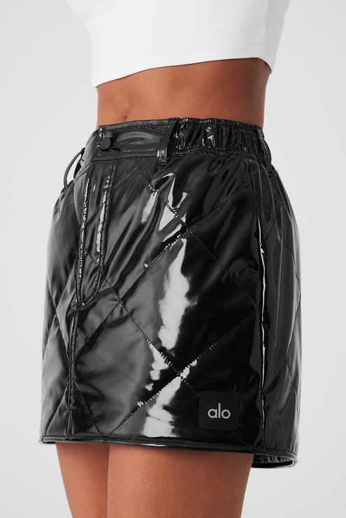 alo Women's Snomoto Puffer Mini Skirt - Black
