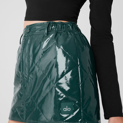 alo Women's Snomoto Puffer Mini Skirt - Midnight Green