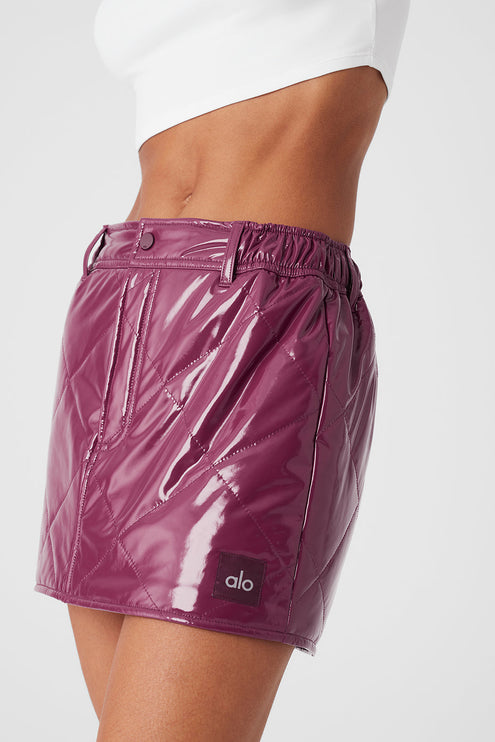 alo Women's Snomoto Puffer Mini Skirt - Wild Berry