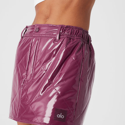 alo Women's Snomoto Puffer Mini Skirt - Wild Berry