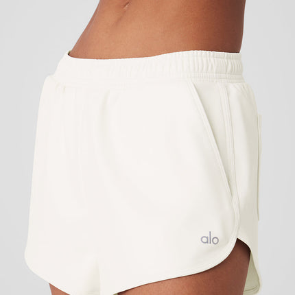 alo Women's Faux Leather Power Hour Short - Ivory