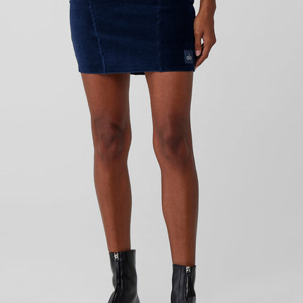 alo Women's Micro Corduroy Winter Break Mini Skirt - Navy