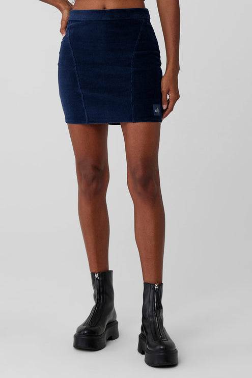alo Women's Micro Corduroy Winter Break Mini Skirt - Navy