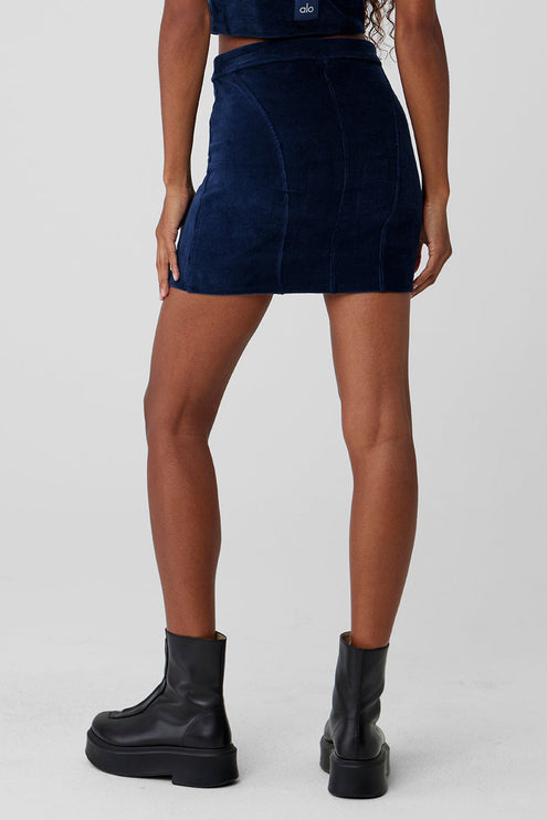 alo Women's Micro Corduroy Winter Break Mini Skirt - Navy