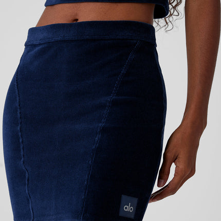 alo Women's Micro Corduroy Winter Break Mini Skirt - Navy