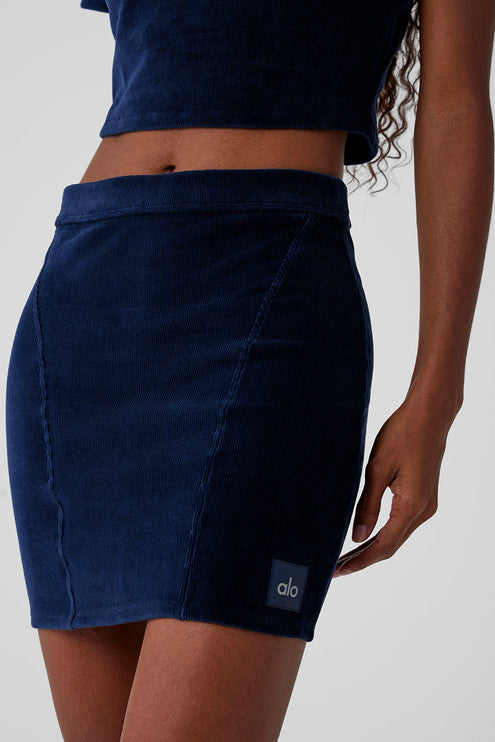 alo Women's Micro Corduroy Winter Break Mini Skirt - Navy