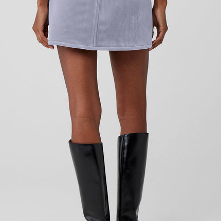 alo Women's Ribbed Velour Baller Mini Skirt - Fog