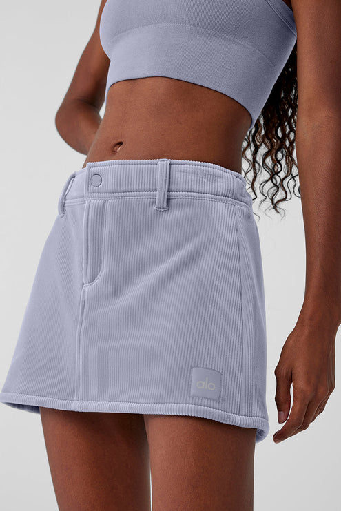alo Women's Ribbed Velour Baller Mini Skirt - Fog
